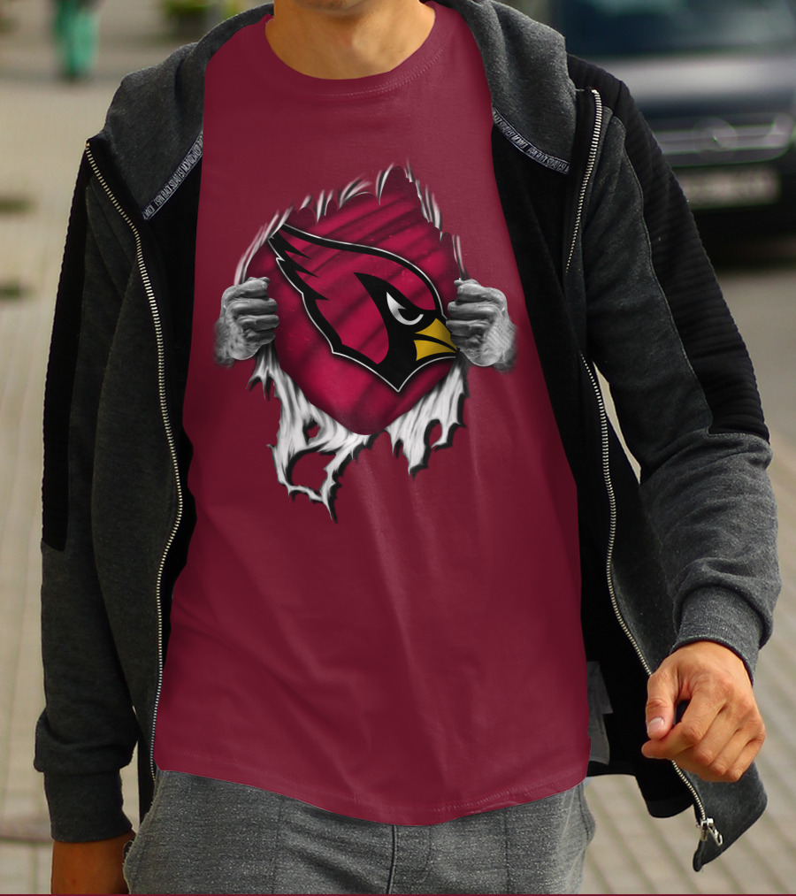 Torn Arizona Cardinals Emblem Revealed By Hands T-Shirt