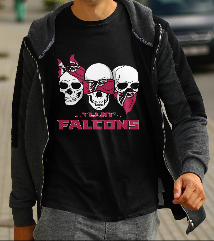 Atlanta Falcons Three Skulls Bandana T-Shirt