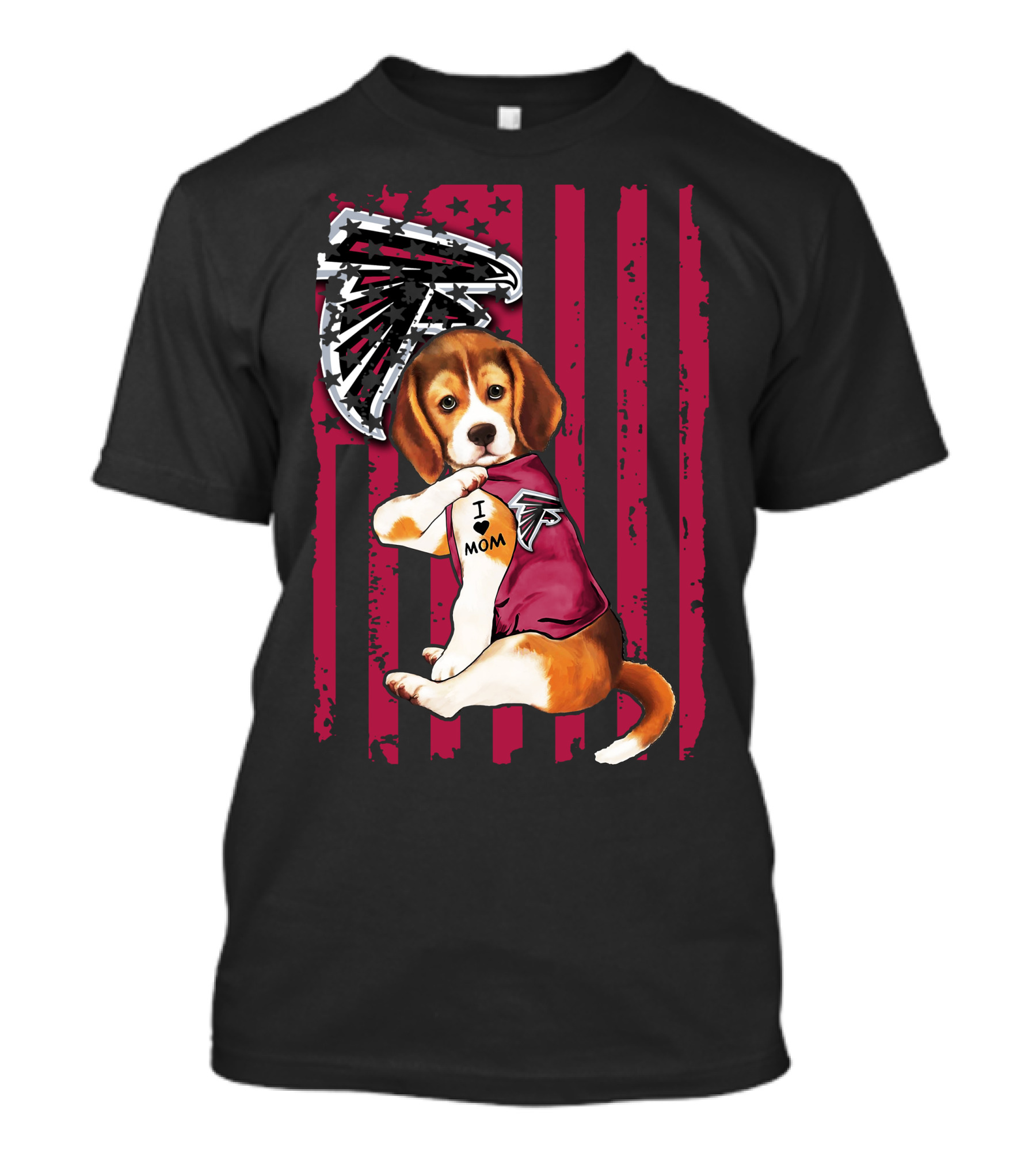 Atlanta Falcons Beagle I Love Mom Tattoo Stars Stripes T-Shirt