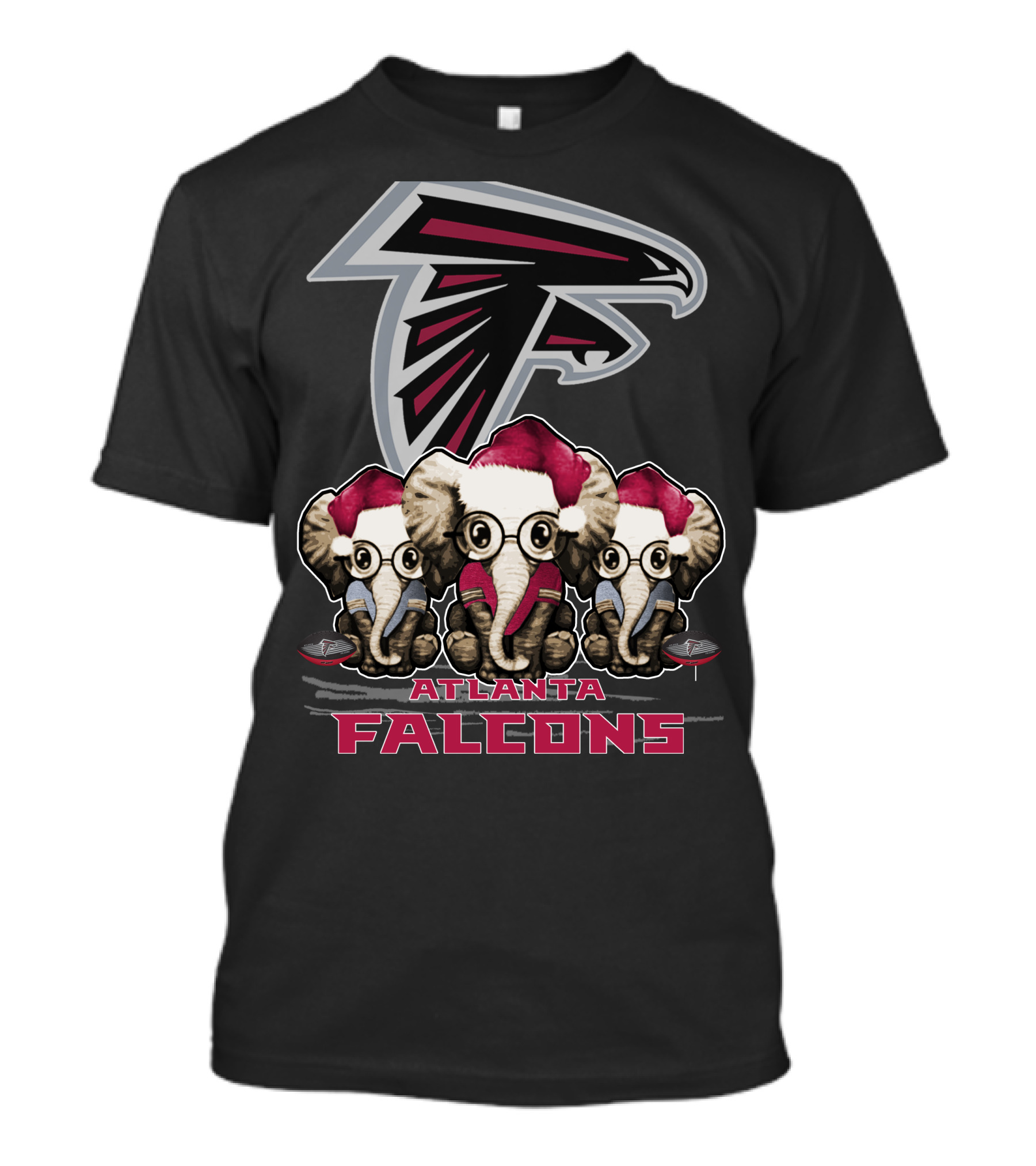 Atlanta Falcons Santa Hat Elephants Christmas T-Shirt