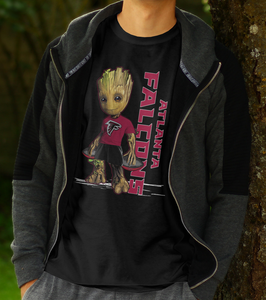 Groot Wearing Atlanta Falcons Logo Shirt Football Fan T-Shirt