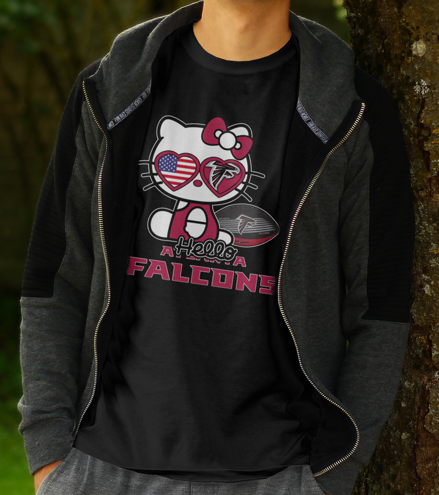 Hello Kitty Atlanta Falcons American Flag Football T-Shirt