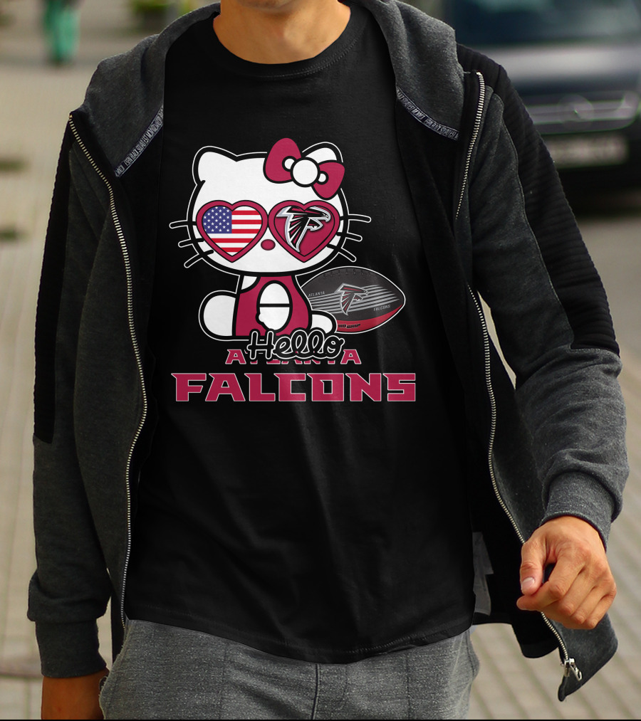 Hello Kitty Atlanta Falcons American Flag Football T-Shirt