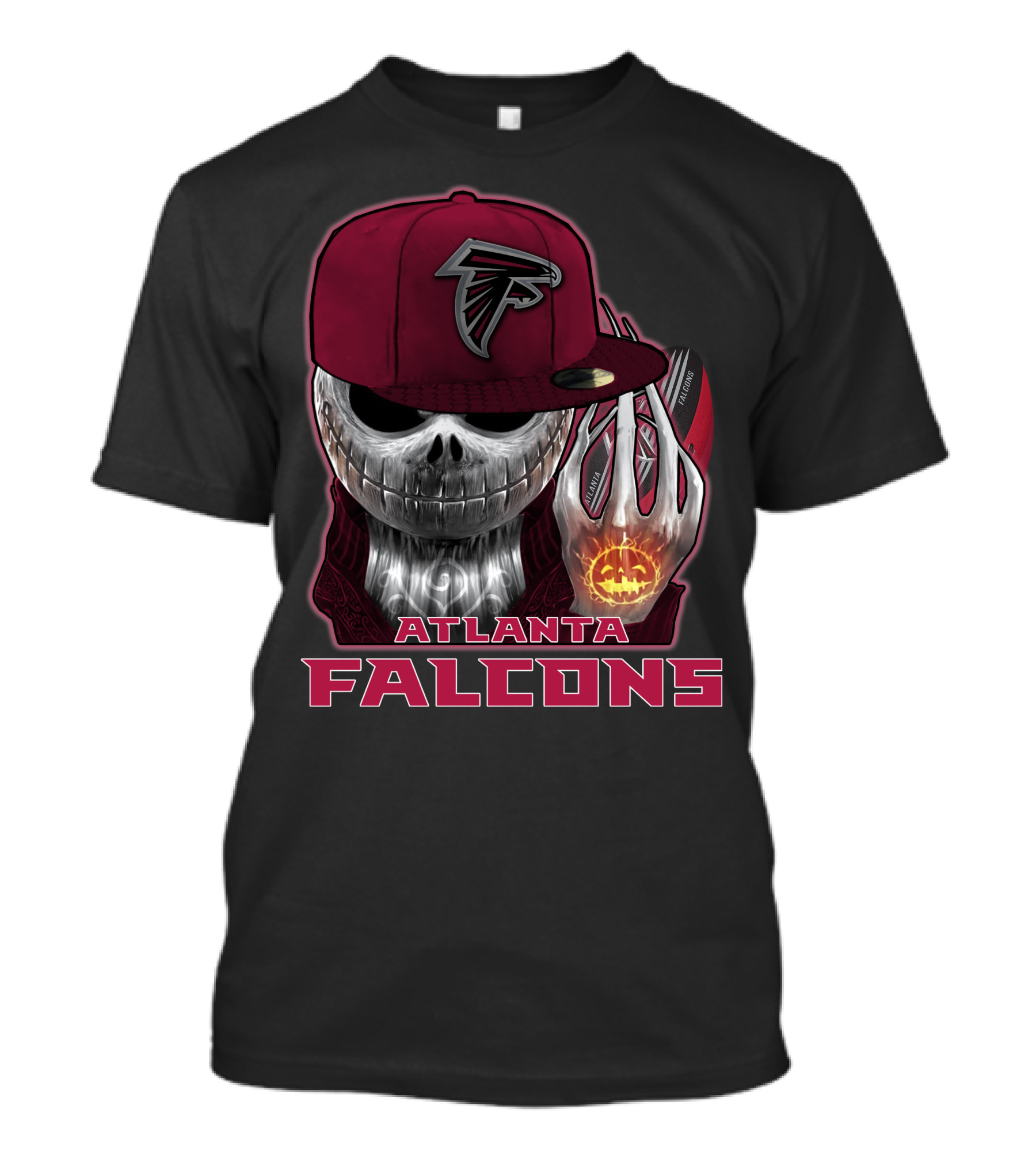Jackskull Atlanta Falcons Halloween Football Skull T-Shirt