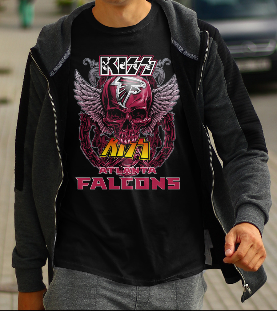Kiss Atlanta Falcons Skull Wings Chain T-Shirt