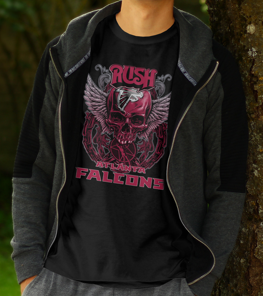 Rush Atlanta Falcons Skull Wings Emblem T-Shirt