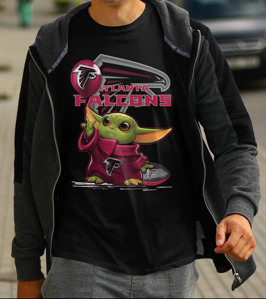 Atlanta Falcons Baby Yoda Holding Balloon T-Shirt