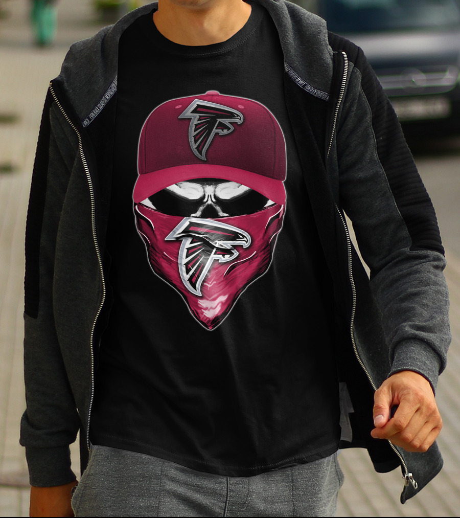 Skull Atlanta Falcons Logo Cap And Bandana T-Shirt