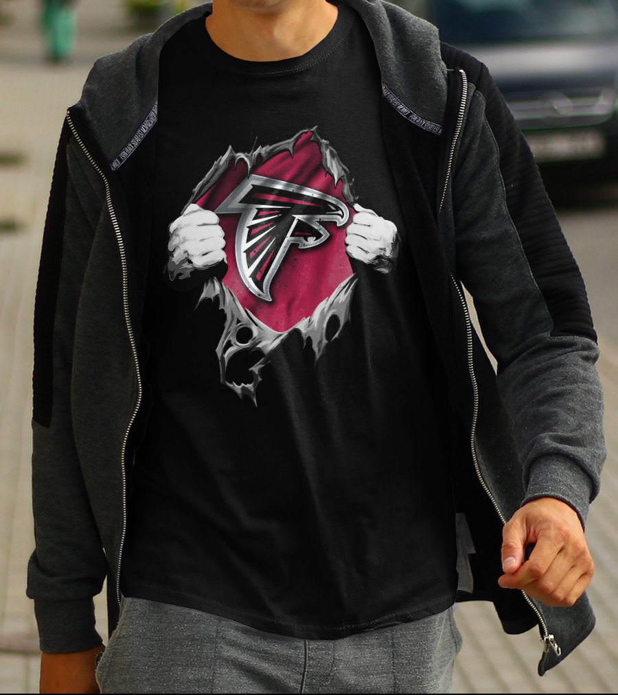 Torn Ripped Atlanta Falcons Emblem NFL T-Shirt