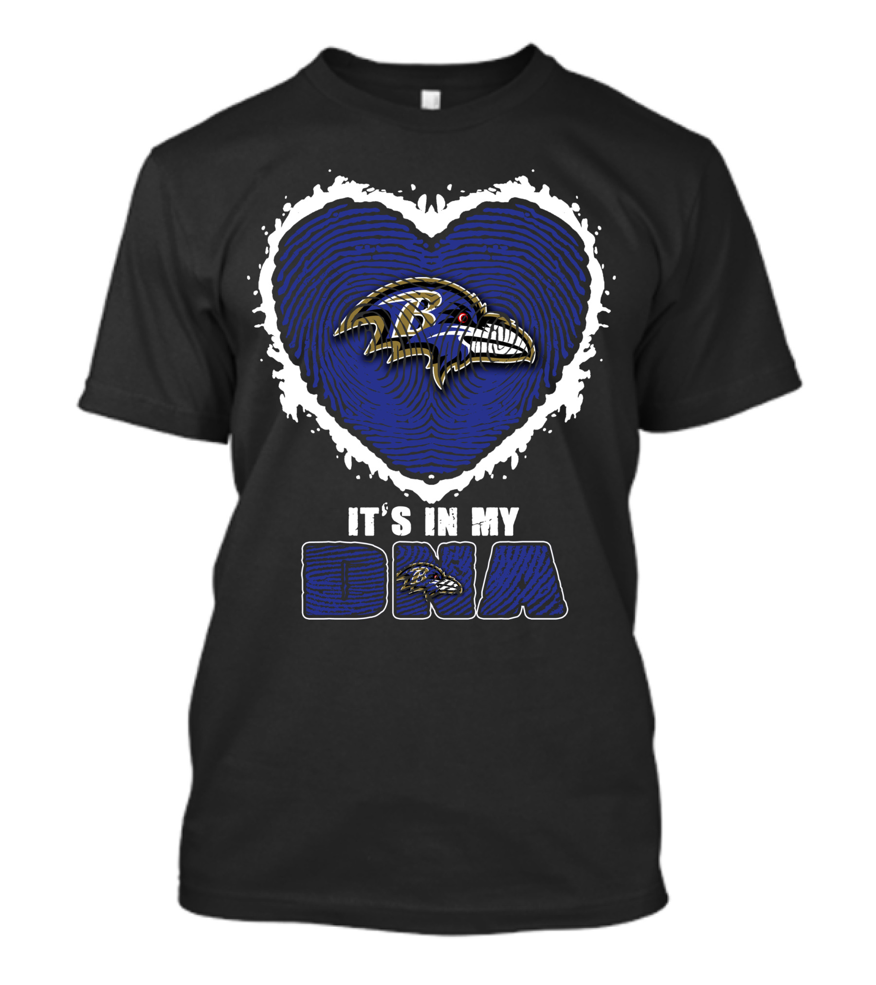 It's In My DNA Baltimore Ravens Heart Fingerprint T-Shirt