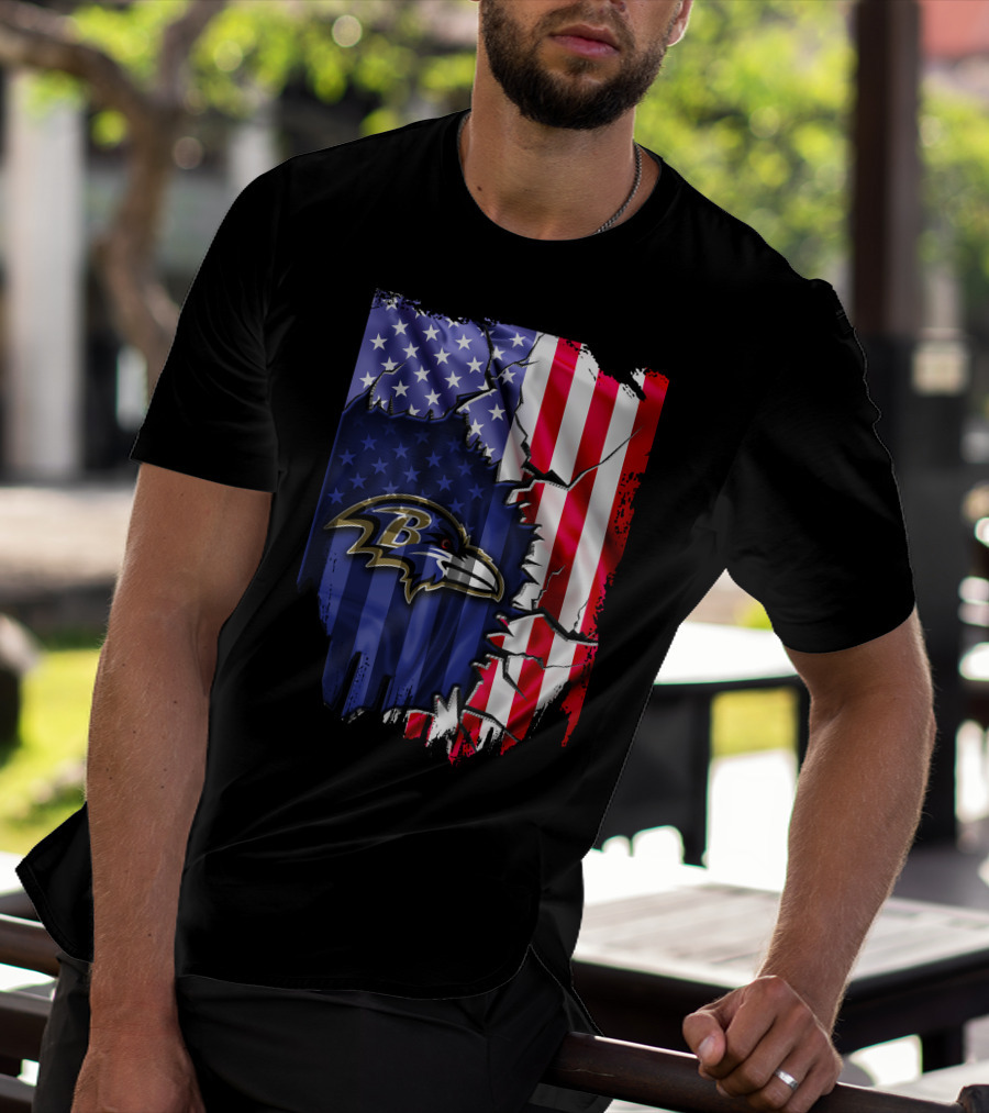 Flag Baltimore Ravens American Flag Stars And Stripes Ravens T-Shirt