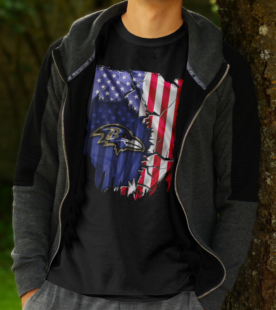 Flag Baltimore Ravens American Flag Stars And Stripes Ravens T-Shirt