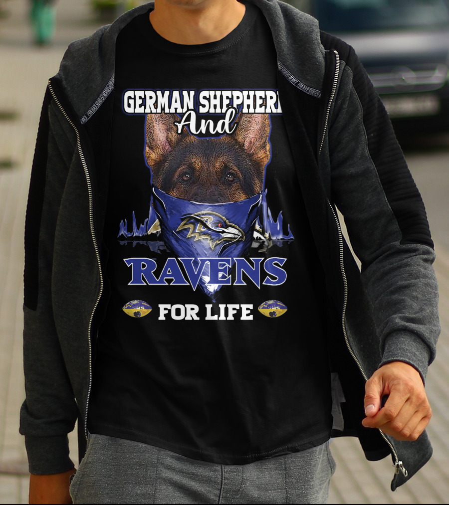 German Shepherd And Ravens For Life T-Shirt