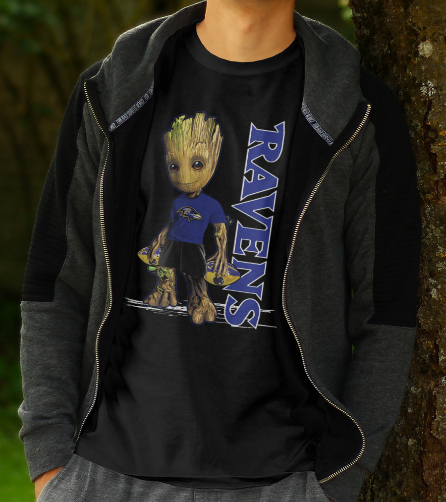 Groot Ravens Baltimore Football Fan T-Shirt