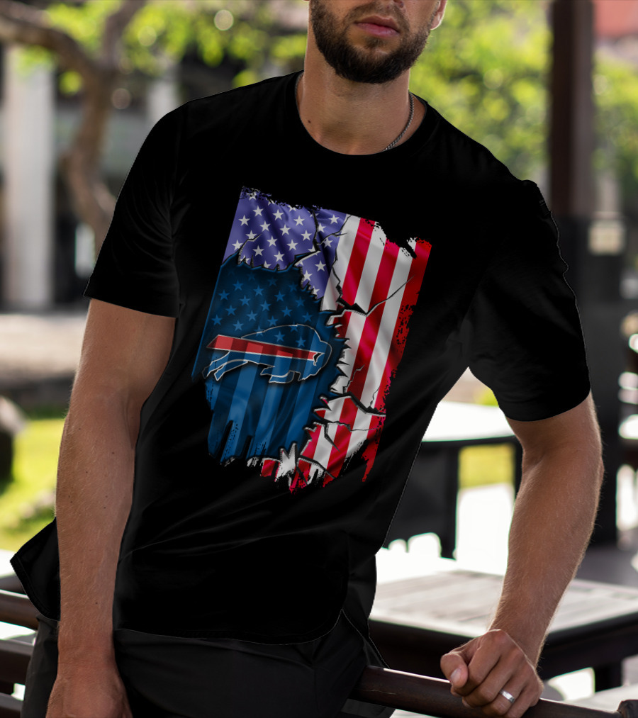 Buffalo Bills American Flag Cracked T-Shirt