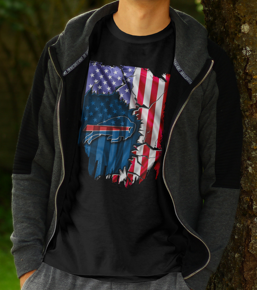 Buffalo Bills American Flag Cracked T-Shirt