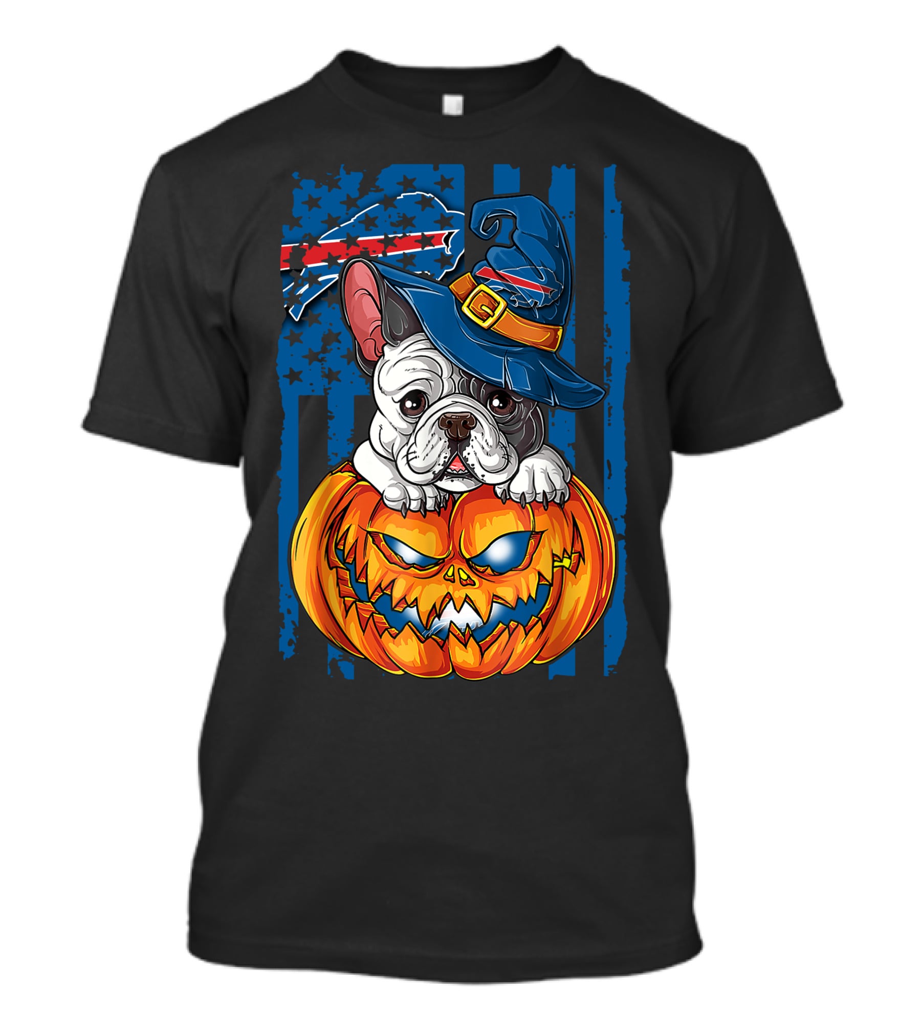 Hlw Bulldog Buffalo Bills Halloween Wizard Pumpkin T-Shirt
