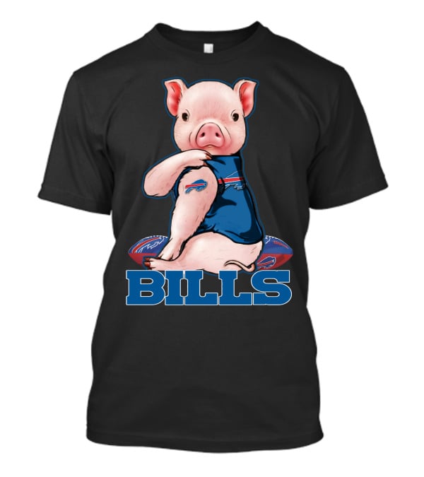 Pig Wearing Buffalo Bills Jersey T-Shirt