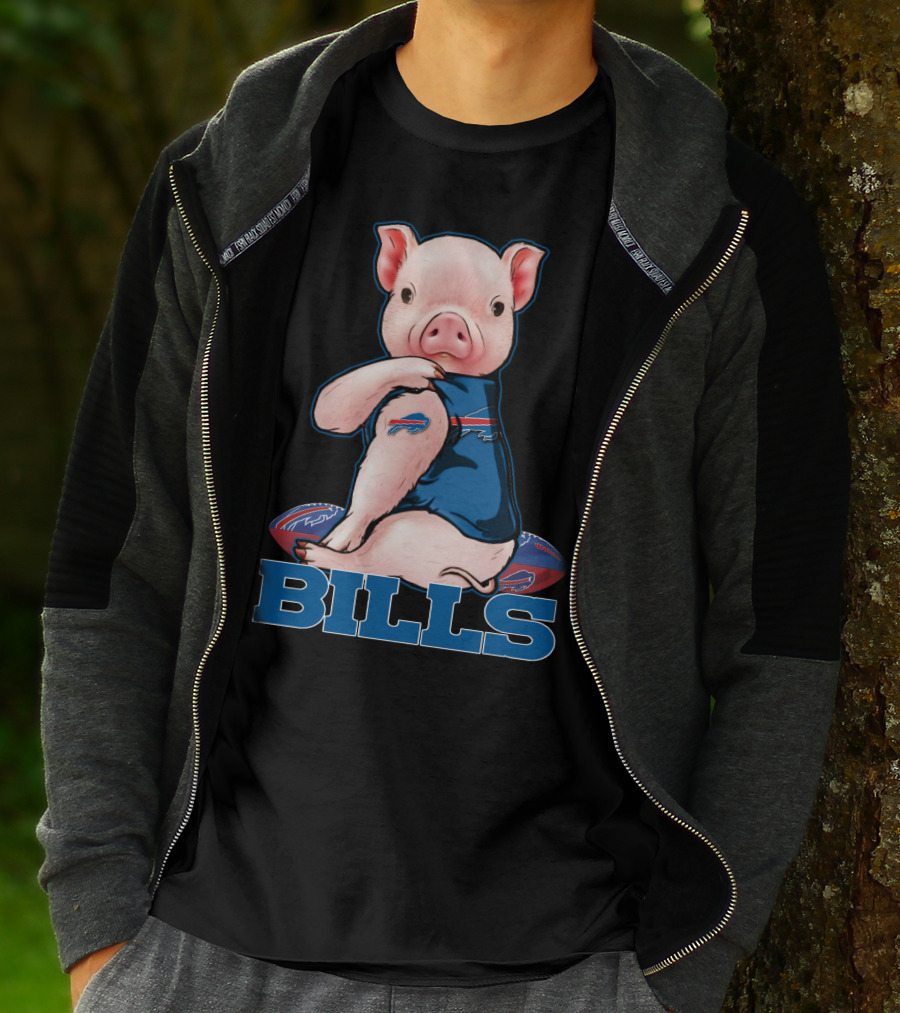Pig Wearing Buffalo Bills Jersey T-Shirt