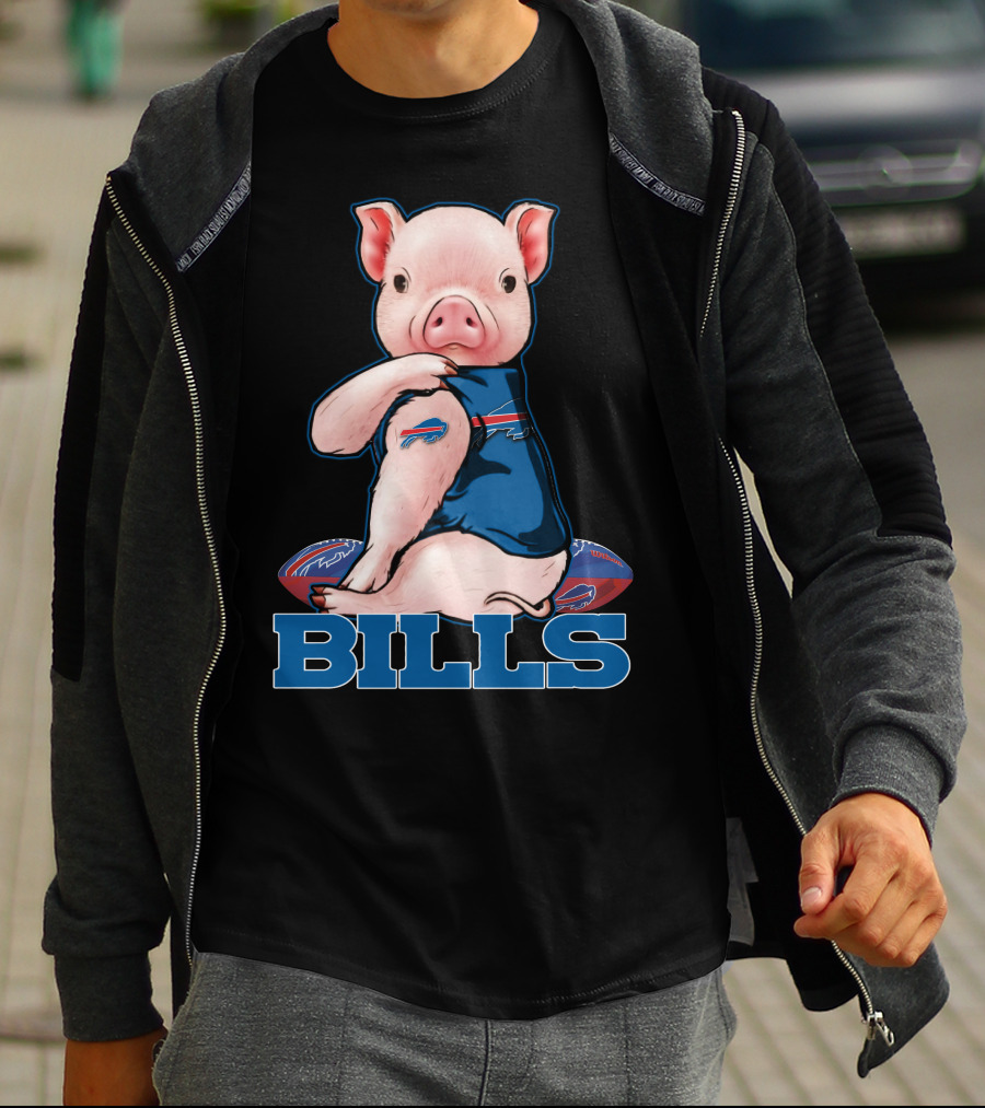 Pig Wearing Buffalo Bills Jersey T-Shirt
