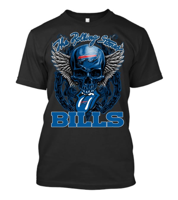 The Rolling Stones Buffalo Bills Winged Skull With Chain And Logo Tongue T-Shirt