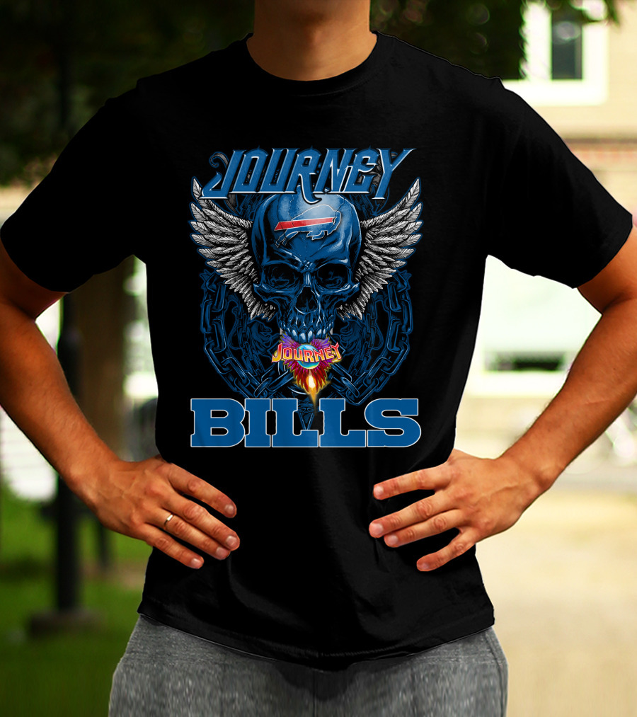 Journey Buffalo Bills Skull Wings Flame T-Shirt