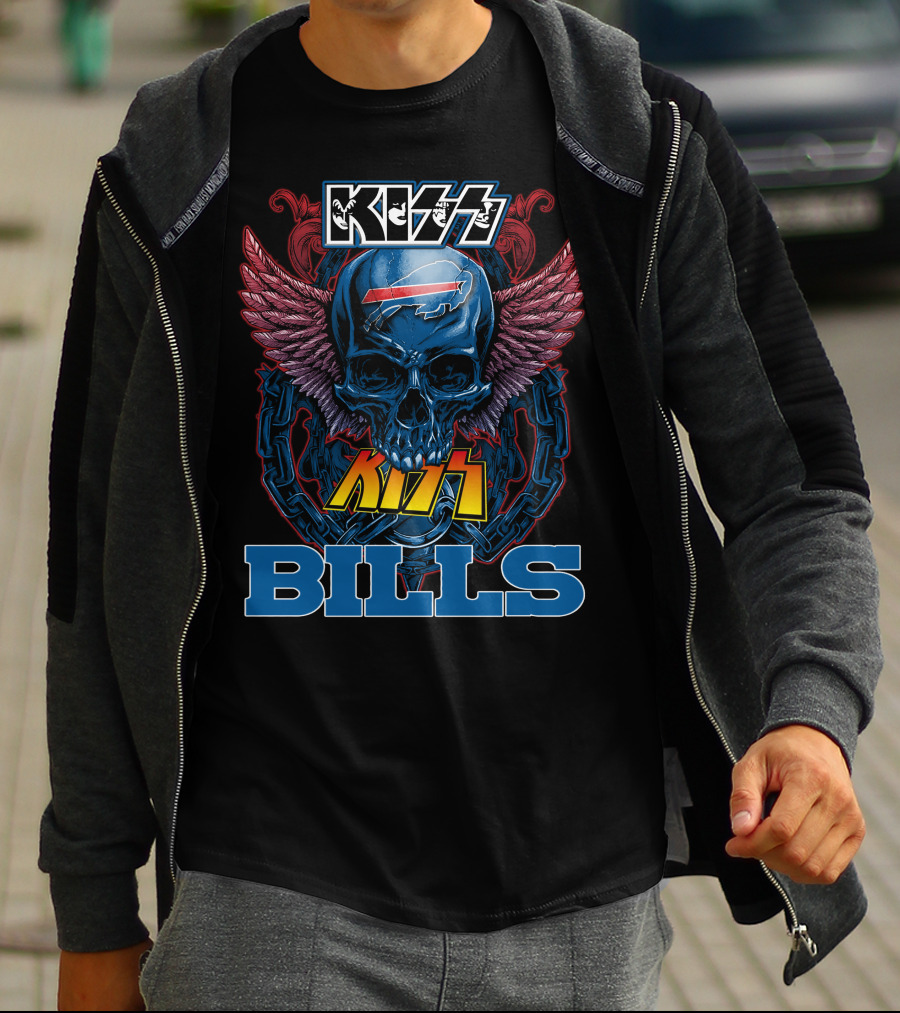 Kiss Buffalo Bills Skull Wings T-Shirt