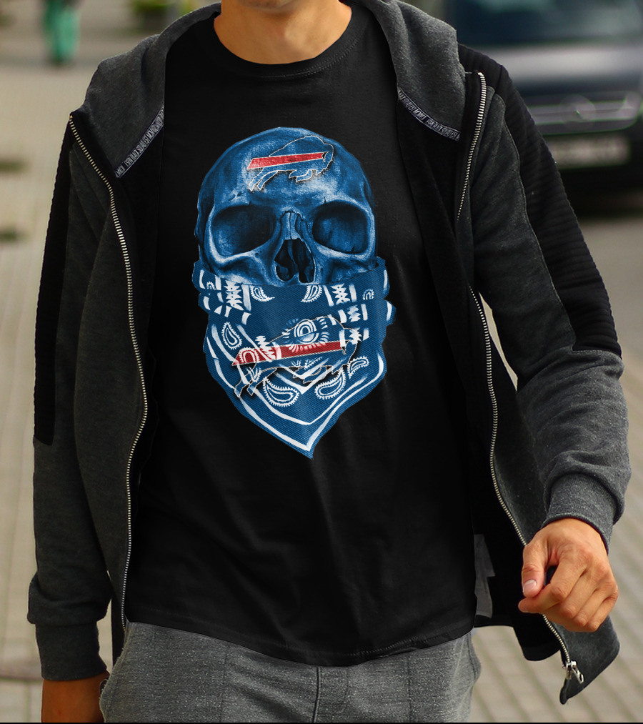 Buffalo Bills Skull Blue Bandana T-Shirt