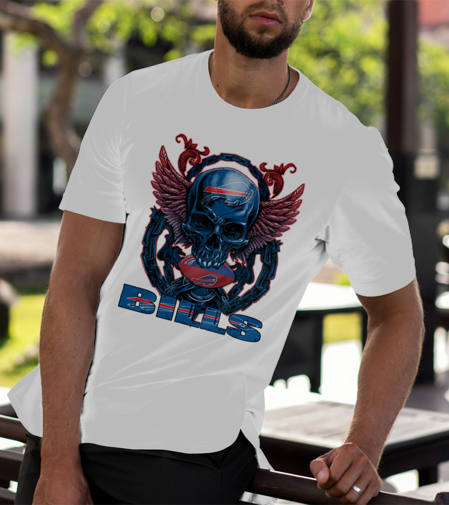 Buffalo Bills Winged Skullfb Football T-Shirt