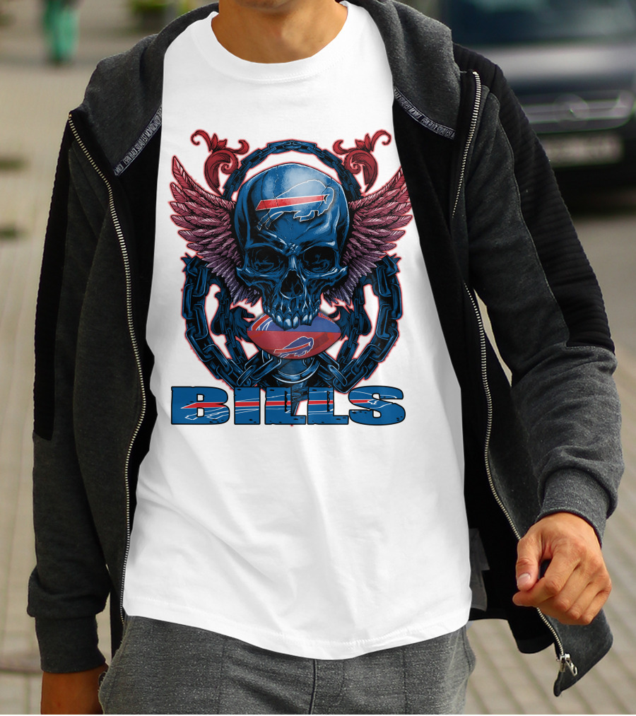 Buffalo Bills Winged Skullfb Football T-Shirt