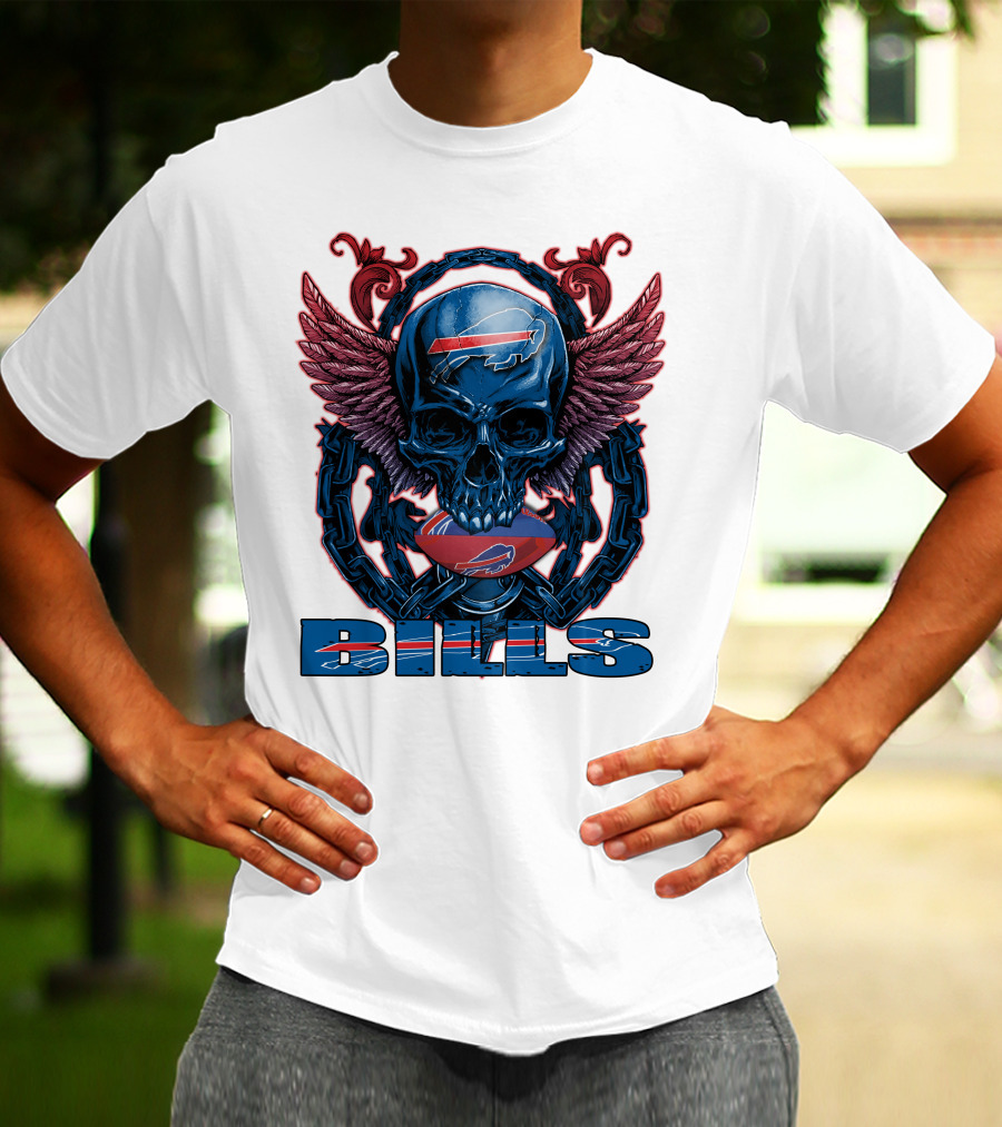 Buffalo Bills Winged Skullfb Football T-Shirt