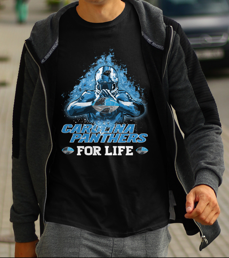 CAROLINA PANTHERS FOR LIFE Football Player Helmet And Football T-Shirt