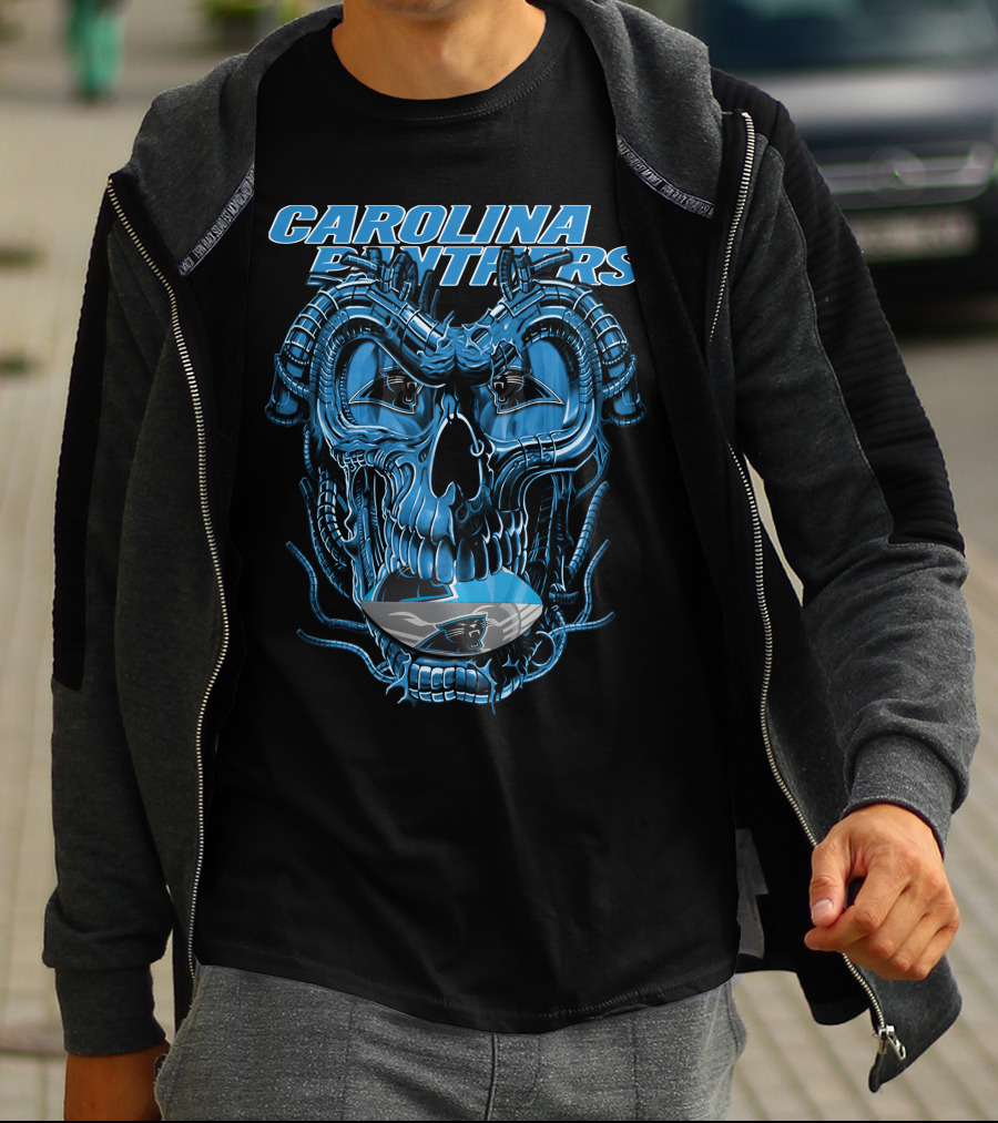 CAROLINA PANTHERS Dragonskull Robot-Themed Panther T-Shirt