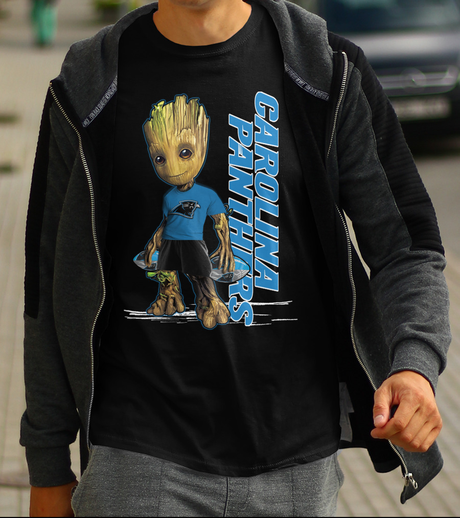 Groot Carolina Panthers Guardians Of The Galaxy Crossover T-Shirt