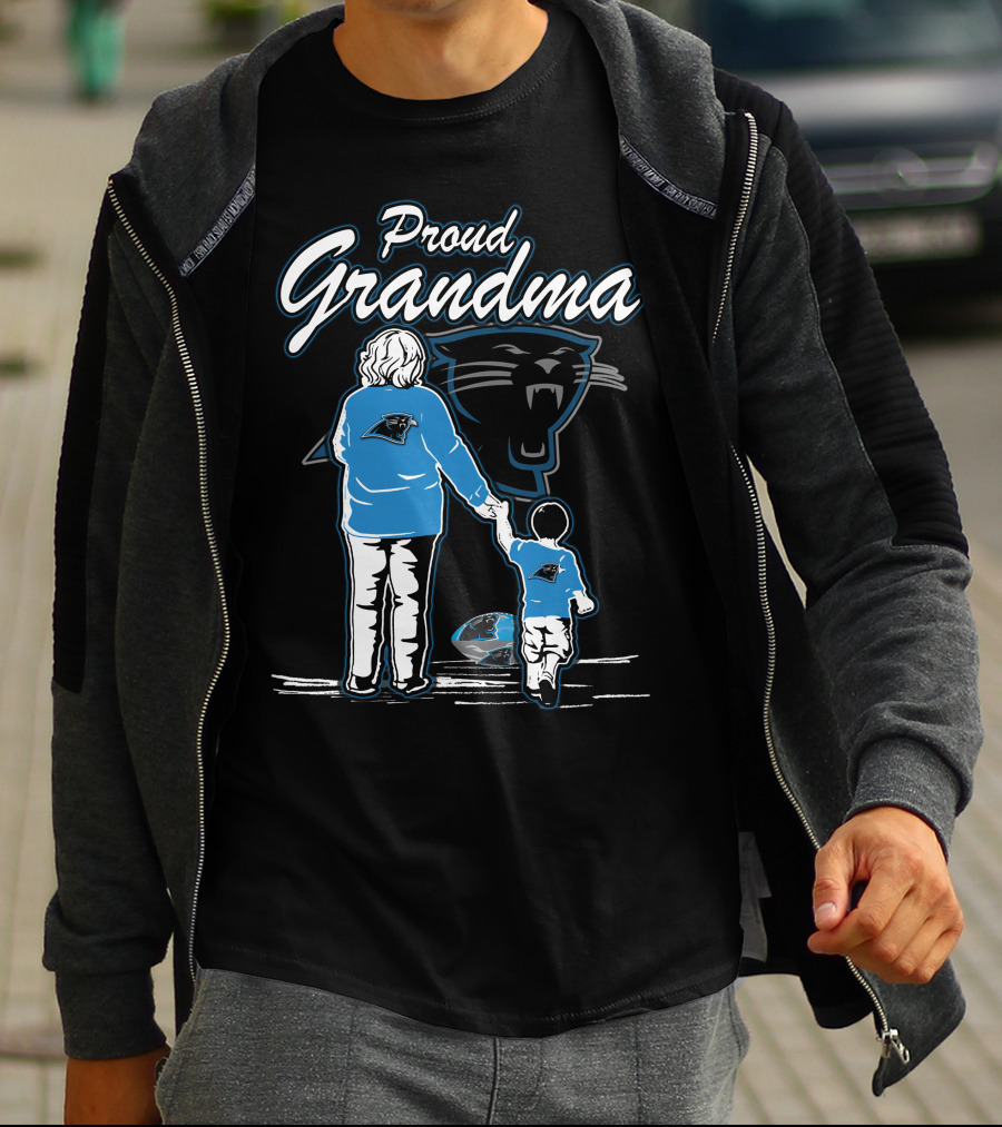 Proud Grandma Carolina Panthers Fan Holding Child With Team T-Shirt