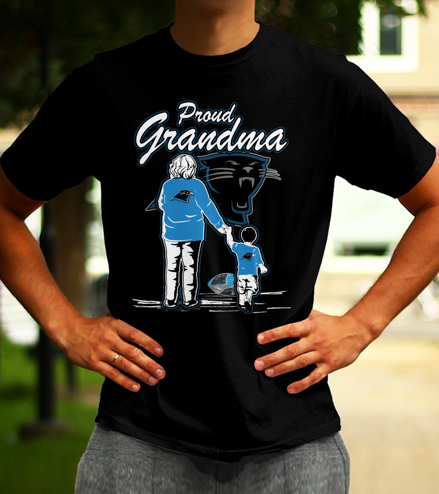Proud Grandma Carolina Panthers Fan Holding Child With Team T-Shirt