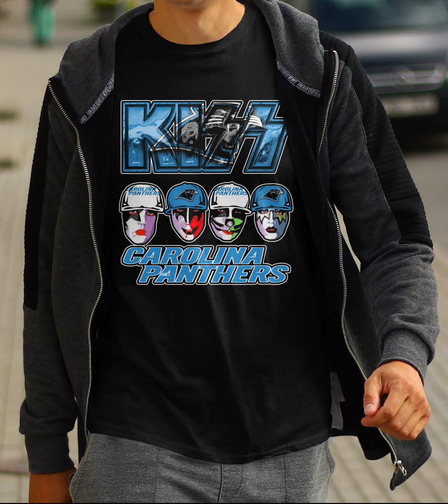 Kiss Carolina Panthers Face Paint Hats Nfl Team T-Shirt