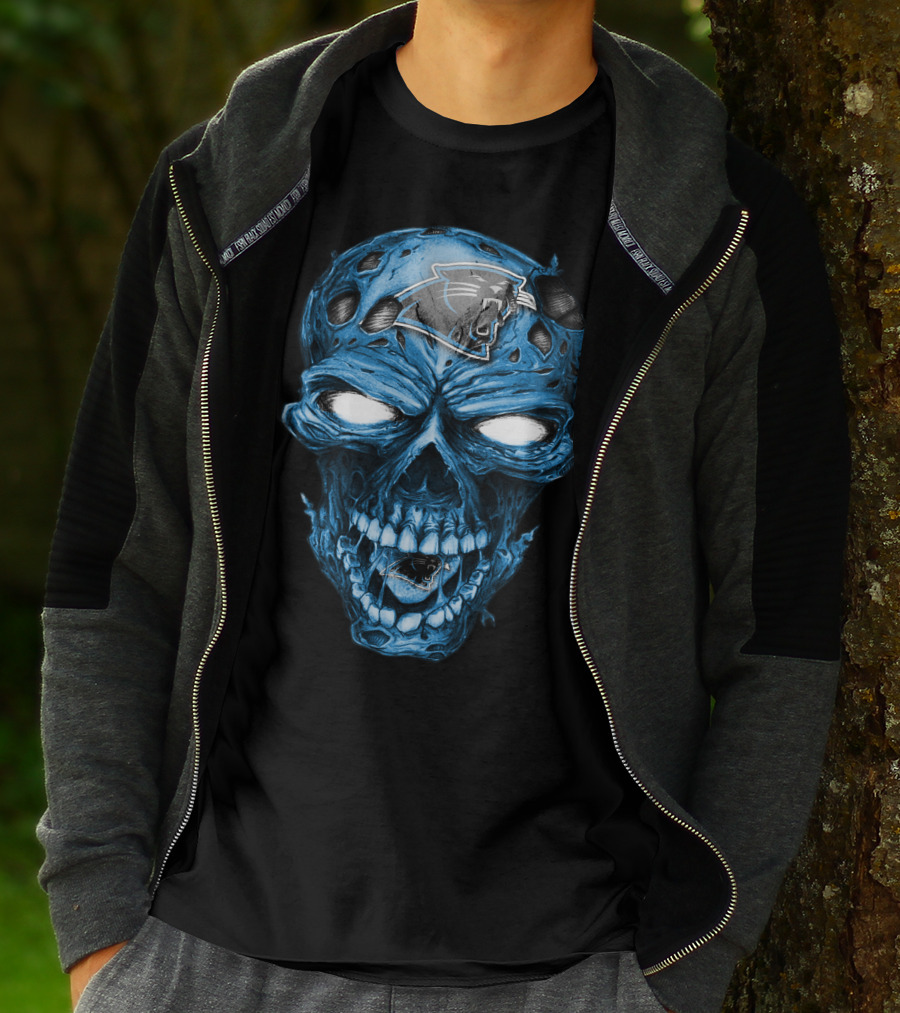 Skull Carolina Panthers NFL Blue Horror T-Shirt