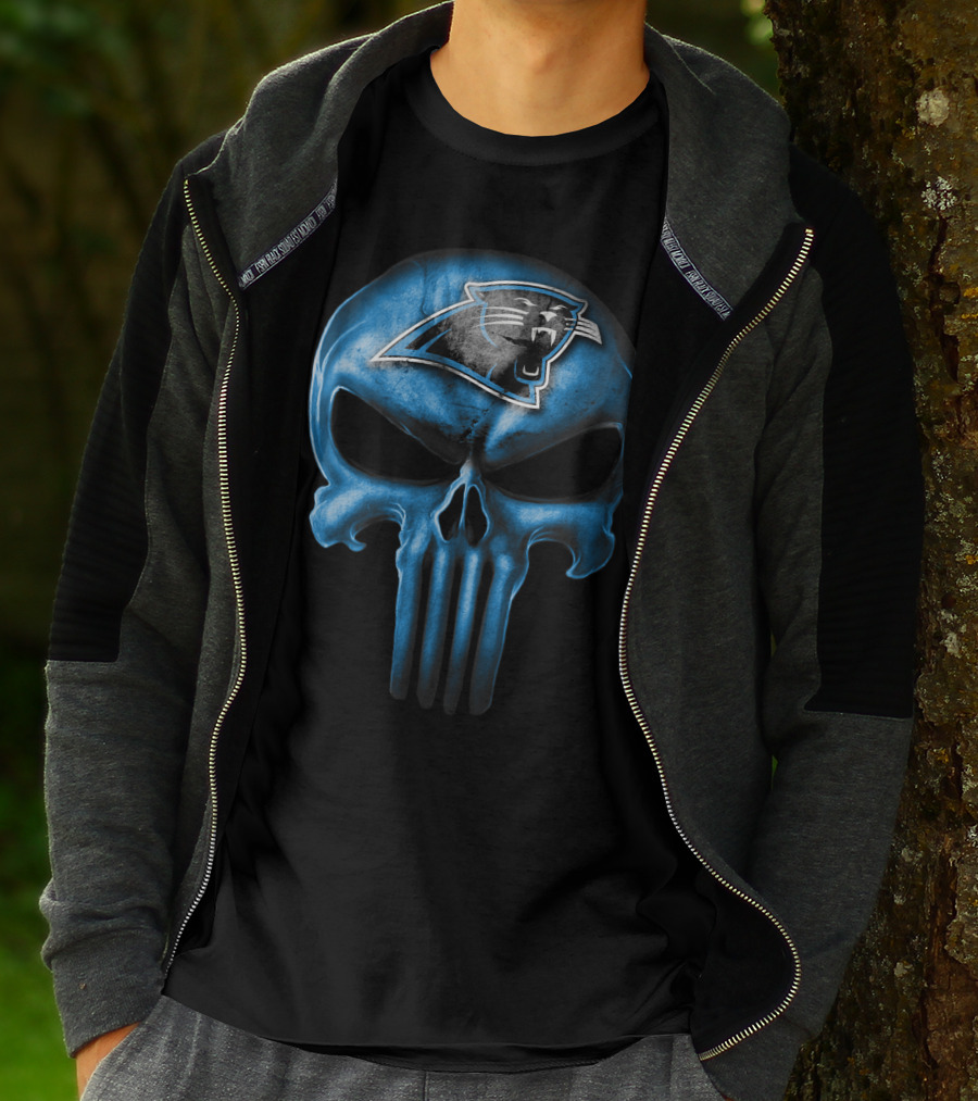 Skull Carolina Panthers Punisher Logo Mashup T-Shirt