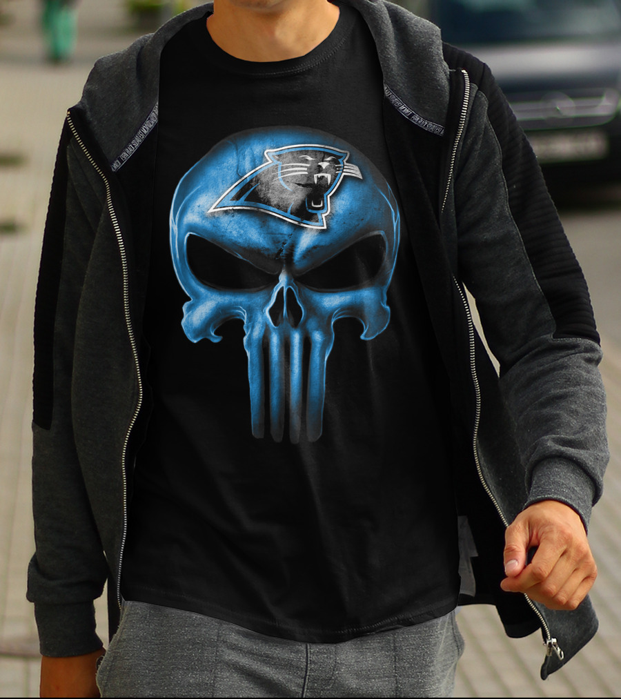 Skull Carolina Panthers Punisher Logo Mashup T-Shirt