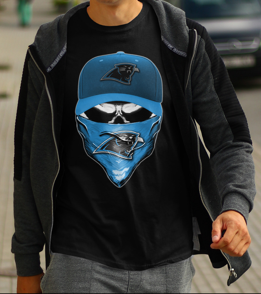 Skull Carolina Panthers Hat Bandana T-Shirt
