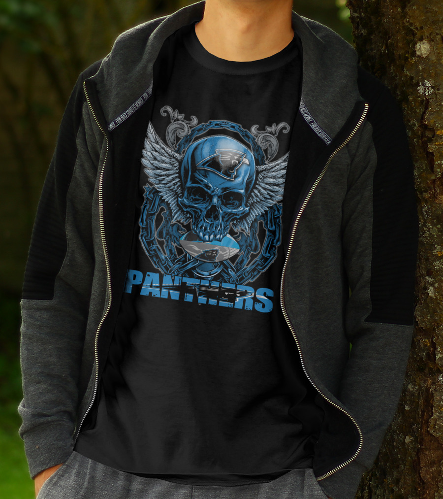 Panthers Skullfb Carolina NFL Winged Skull T-Shirt