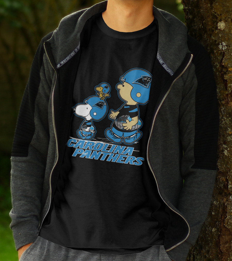 Carolina Panthers Peanuts Snoopy Woodstock Football Helmet T-Shirt
