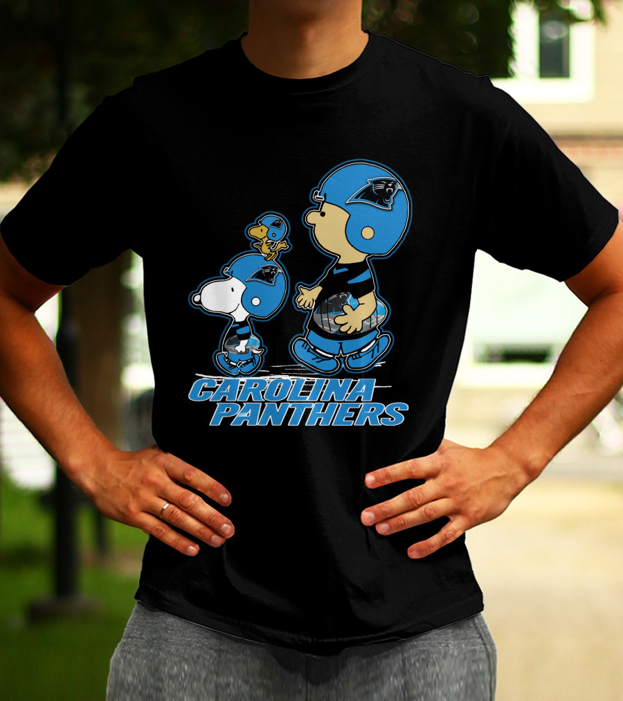 Carolina Panthers Peanuts Snoopy Woodstock Football Helmet T-Shirt