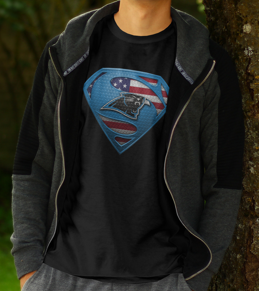 Carolina Panthers Super Shield American Flag T-Shirt