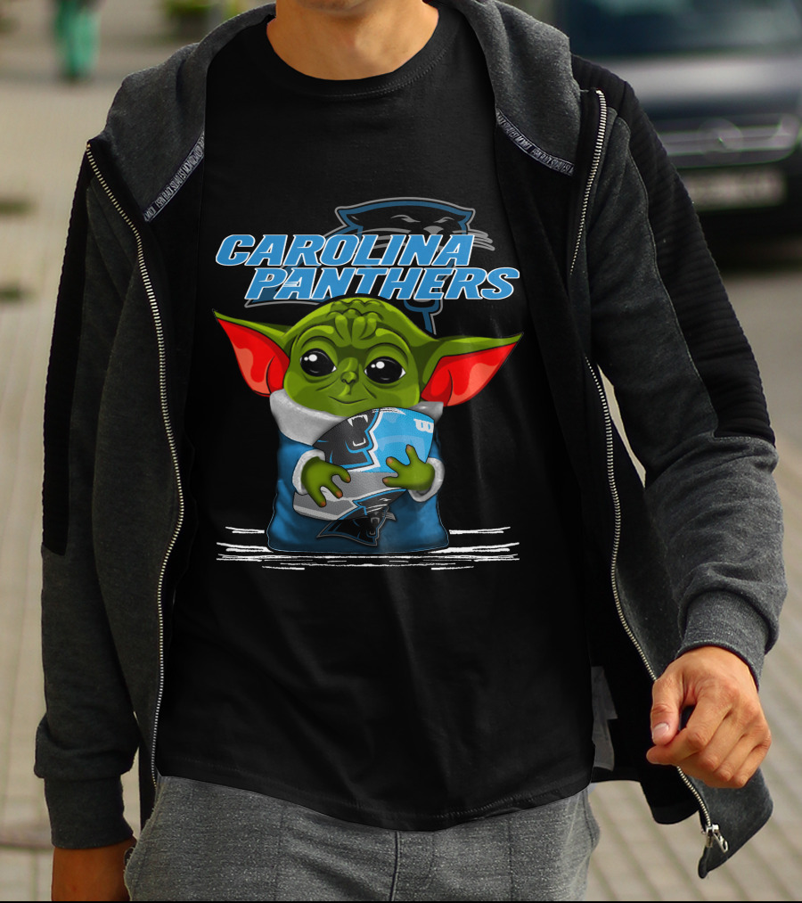 CAROLINA PANTHERS Yoda Holding Football T-Shirt