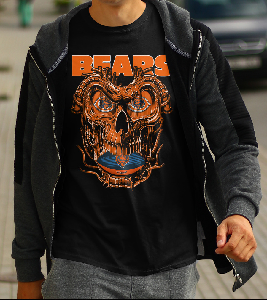 Dragonskull BEARS CHICAGO Football Skulldesign T-Shirt