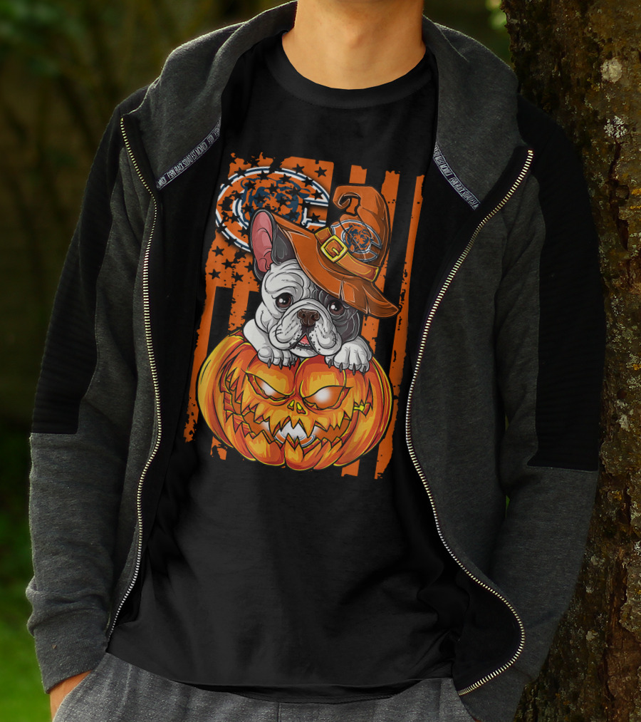 Hlw Bulldog Chicago Bears Halloween Pumpkin T-Shirt