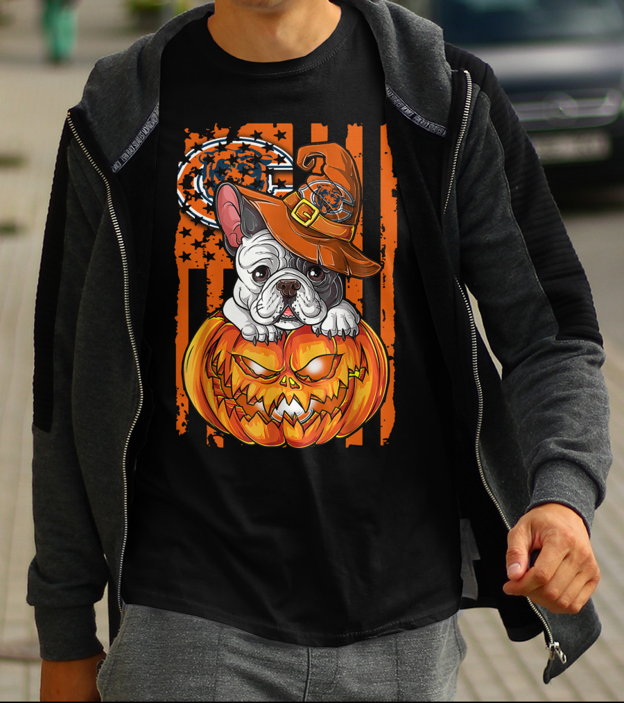 Hlw Bulldog Chicago Bears Halloween Pumpkin T-Shirt