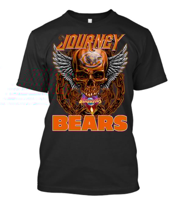 JOURNEY CHICAGO BEARS SKULL WINGS CHAIN FLAME T-Shirt